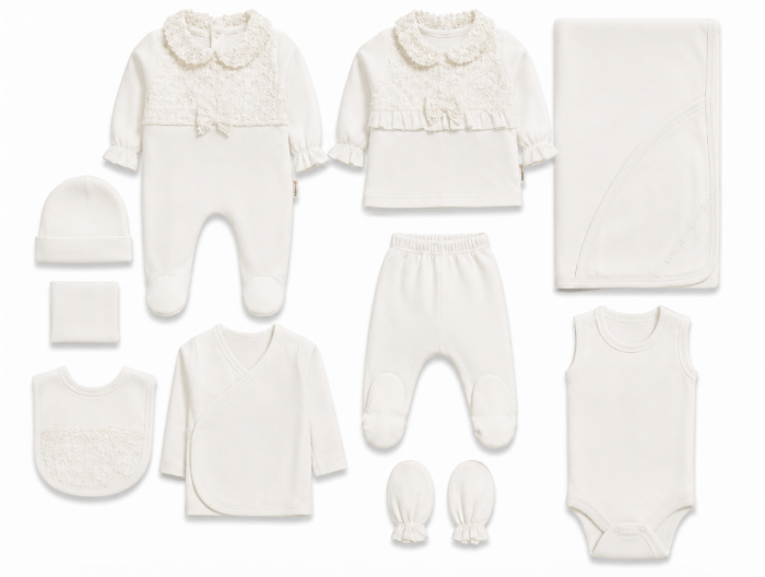 Set cadou 10 piese pentru nou nascuti, Bumbac Organic, Spring [2]