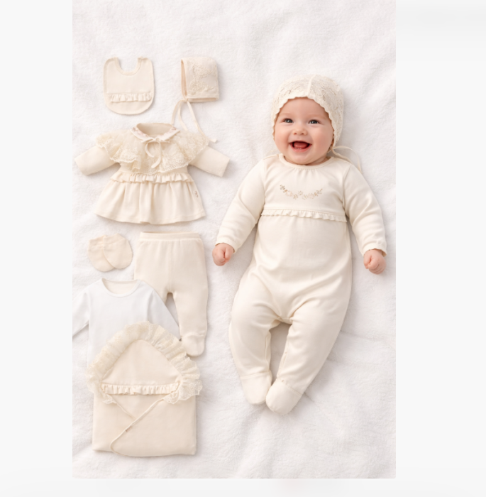 Set cadou 10 piese pentru nou nascuti, Bumbac Organic, Spring [2]