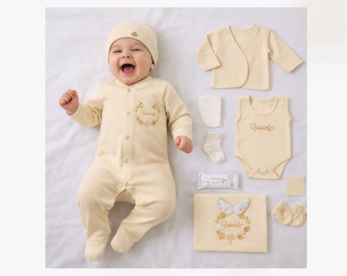 Set cadou 8 piese pentru nou nascuti, Bumbac Organic, Princess [2]