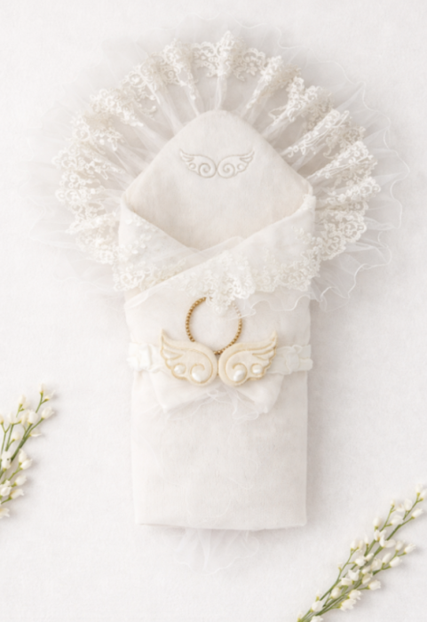 Set complet, nou nascut, 0-3 luni, Cu portbebe inclus, Colectia Aripi de inger [2]