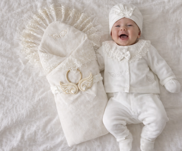 Set complet, nou nascut, 0-3 luni, Cu portbebe inclus, Colectia Aripi de inger [4]