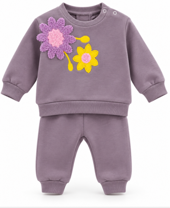 Set costumas 2 piese pentru bebe, din material flaușat [2]
