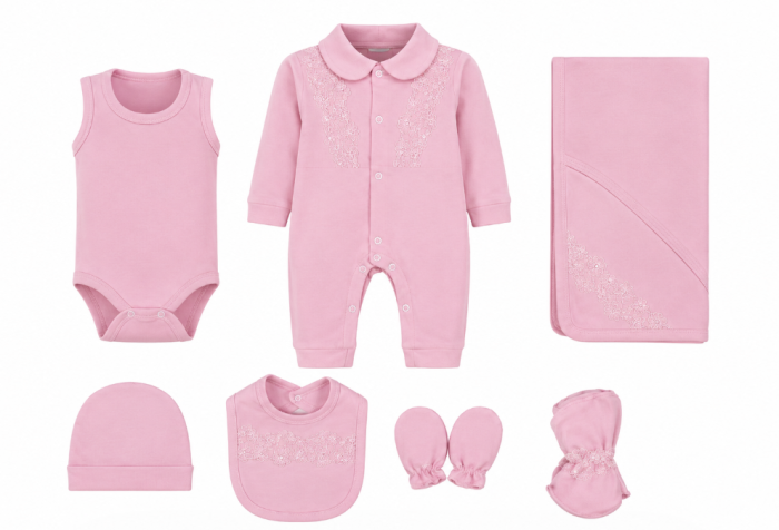 Set costumas, 7 piese, Bumbac natural, roz [2]