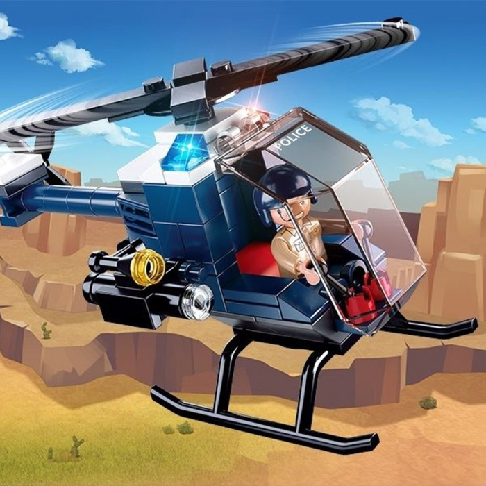 Set de constructie Police, 87 piese, Elicopterul politiei - Sluban [2]