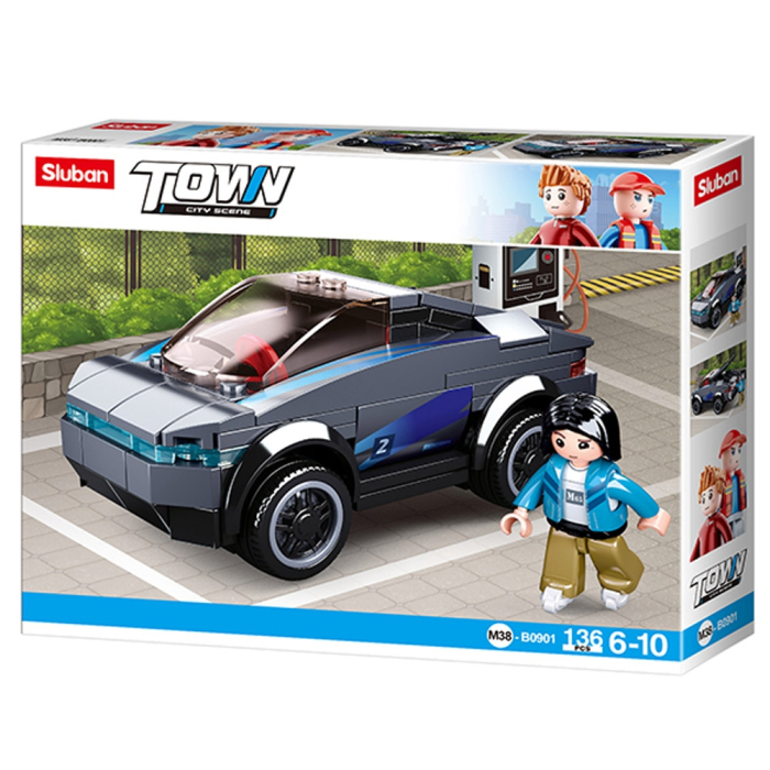 Set de constructie Town, 136 piese, Masina electrica - Sluban [2]