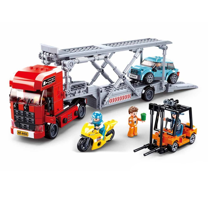 Set de constructie Town, 542 piese, Camion transport masini - Sluban [2]