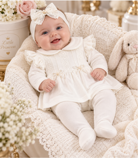 Set din bumbac organic pentru bebeluși – 5 piese, 0-3 luni, Alb [2]
