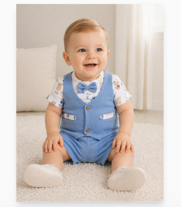 Set elegant pentru băieți din bumbac, pentru vara, albastru [2]