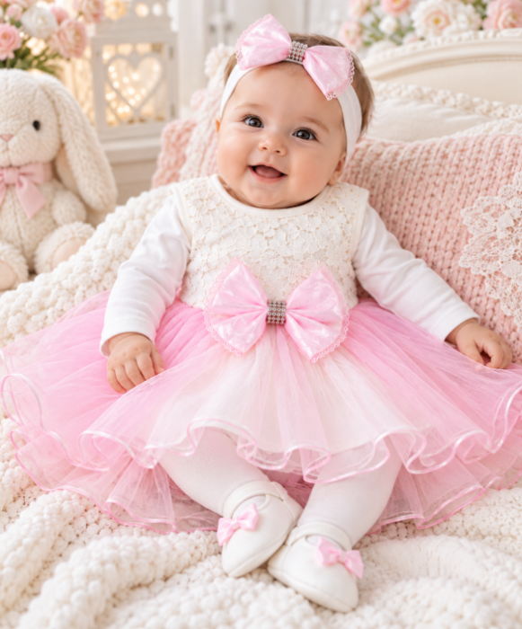 Set elegant pentru bebeluși, ambalat în cutie de cadou, roz [2]