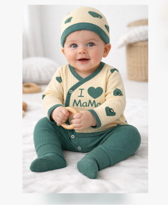 Set hainute, 0-3 luni, I Love mama, Verde [2]