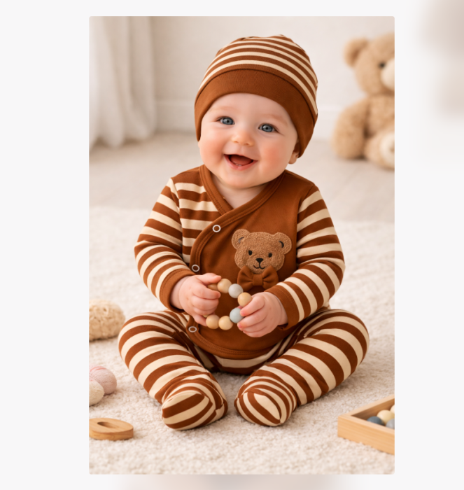 Set hainute, 0-3 luni, Ursulet cu papion, Maro [2]