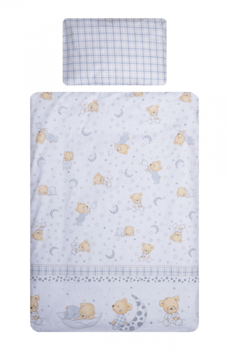 Set lenjerie bumbac 3 piese pentru saltea de 140 x 70 cm, Bear Dreams Alb, Beberoyal [1]