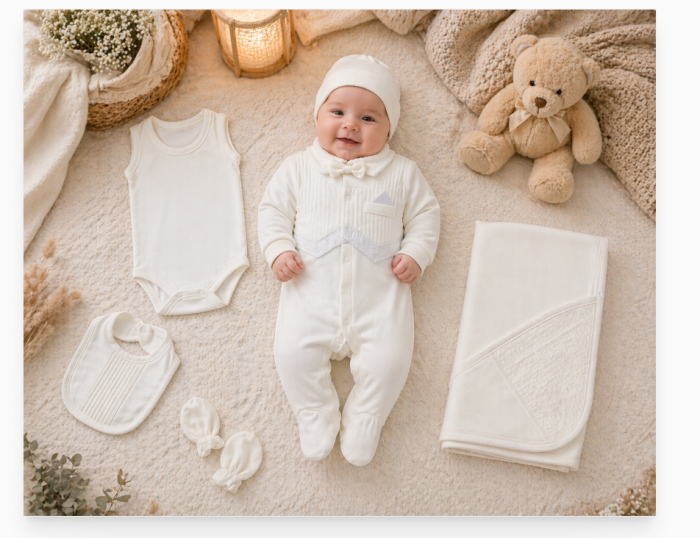 Set maternitate, model papion, 0-3 luni, alb [2]