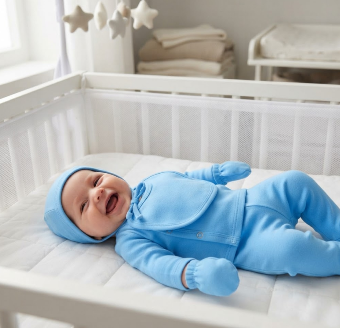 Set maternitate pentru nou-născuți, din 100% bumbac, capse fara nichel, Albastru [4]