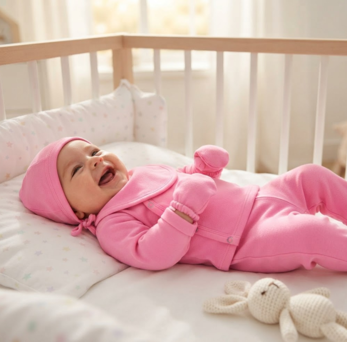 Set maternitate pentru nou-născuți, din 100% bumbac, capse fara nichel, Roz [3]
