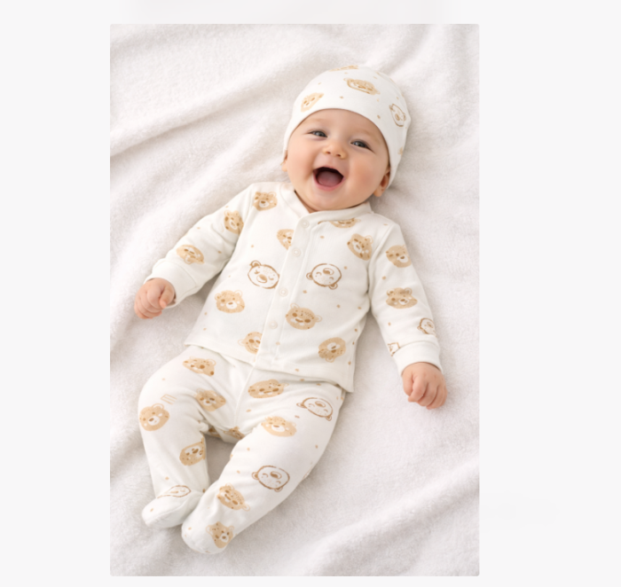 Set nou nascut, 3 piese, ursuleti, Maro, 0-3 luni [2]