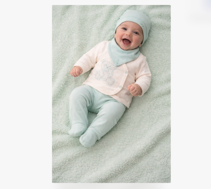 Set nou nascut, 5 piese, Ursulet brodat, 0-3 luni [2]