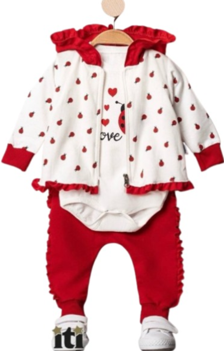 Set pentru bebeluși, compleu din trei piese cu volanas, model gargarita [1]