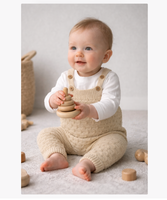 Set salopeta copii, Fagure, Bej [2]