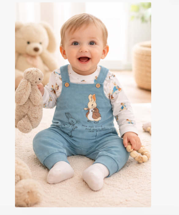 Set salopeta cu bluzita, Iepuras, Vernil [2]