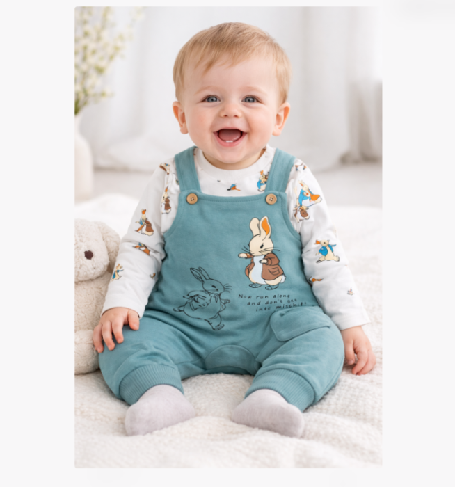 Set salopeta cu bluzita, Iepuras, Vernil [2]