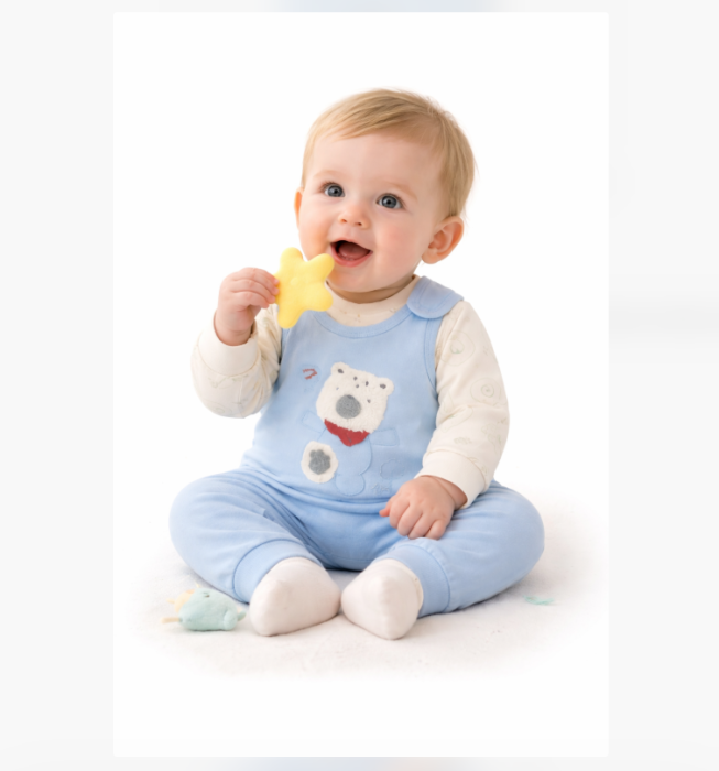 Set salopeta si bluza, Albastru deschis, Zoo Friends [2]