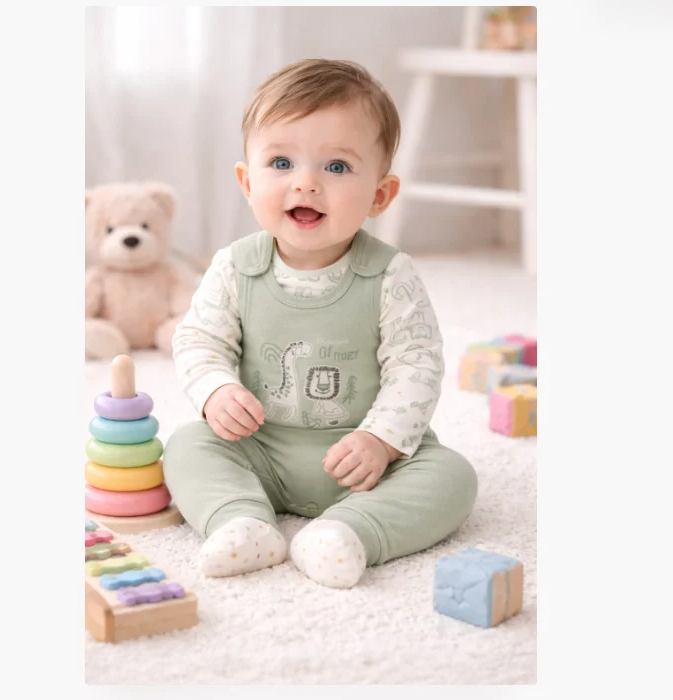 Set salopeta si bluza, Verde olive [2]