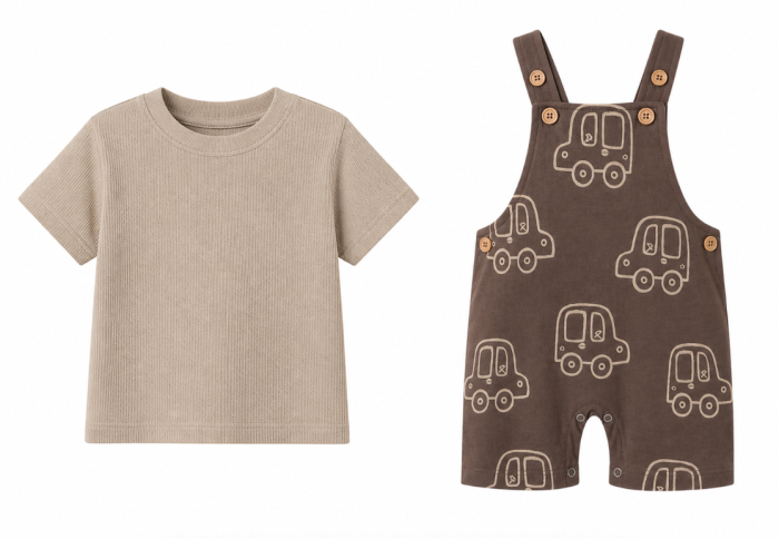 Set salopeta si tricou, Model Mega Cars, Maro [2]