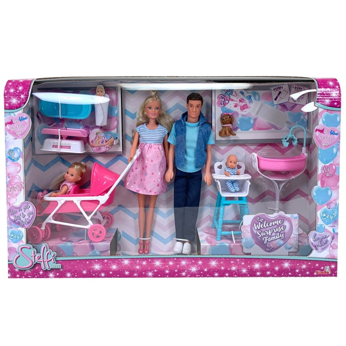 Set Simba Steffi Love Welcom Surprise Family papusa Steffy 29 cm, papusa Kevin 29 cm, papusa Evi 12 cm si accesorii [6]