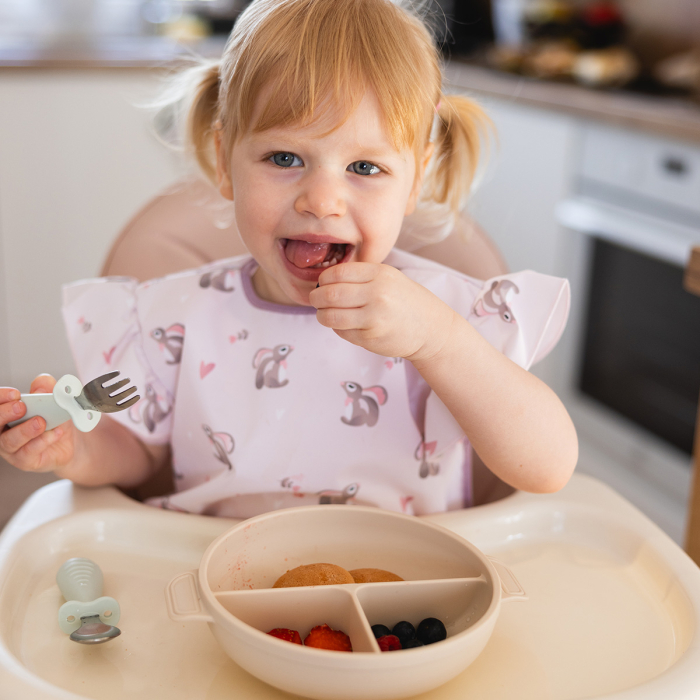 Set tacamuri copii, lingurita si furculita inox, roz, Babyono [4]