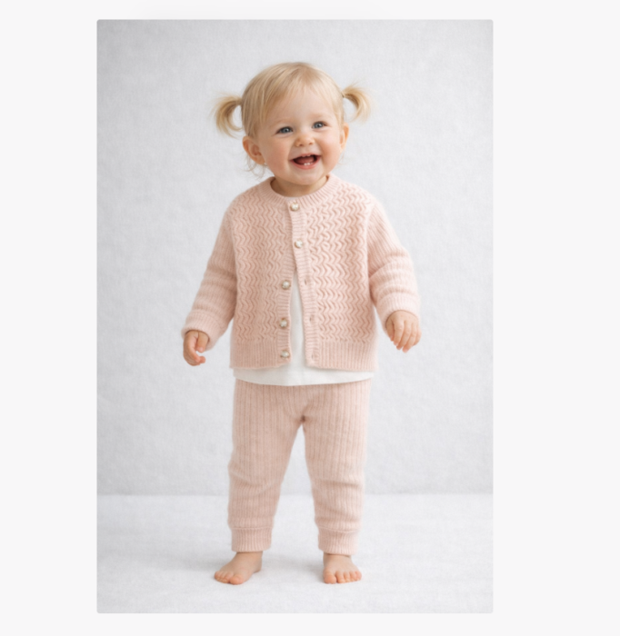 Set trei piese din tricot, Roz [2]