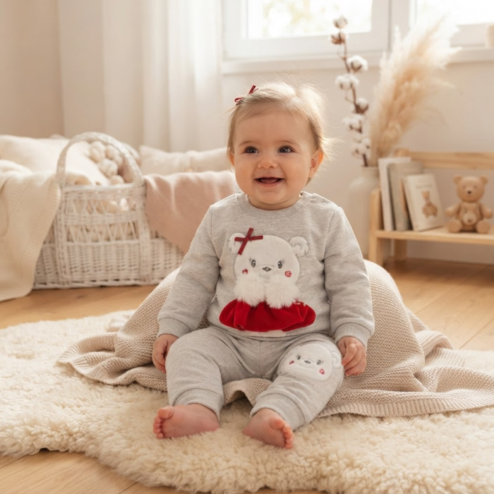 Set trening pentru bebeluși – bluză și pantaloni cu aplicații decorative, Ursulina [2]