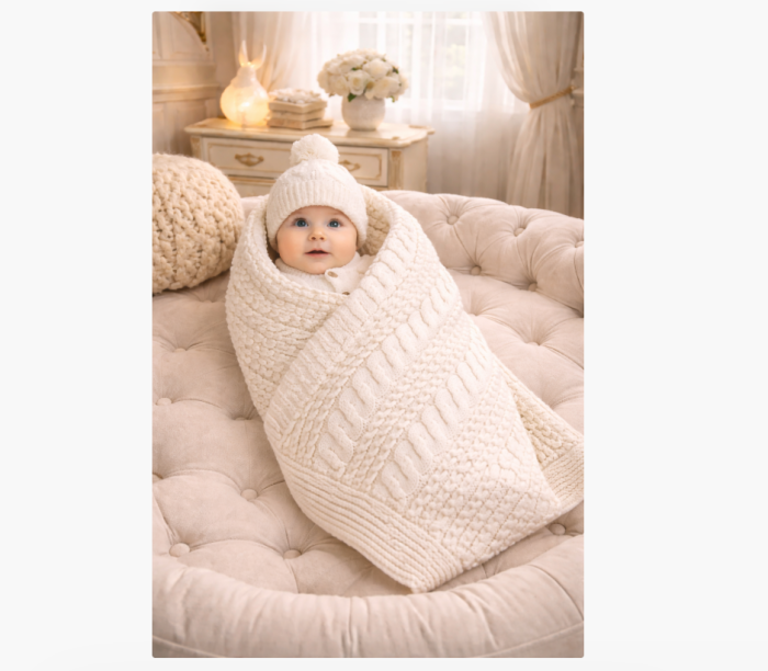 Set tricotat bebeluși 0–3 luni , salopetă, căciuliță, botoșei și păturică [2]