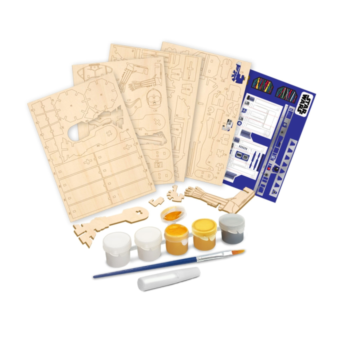 Star Wars - Macheta de asamblat, C-3PO & R2D2, 110+ piese din lemn - WOOD WORX [5]