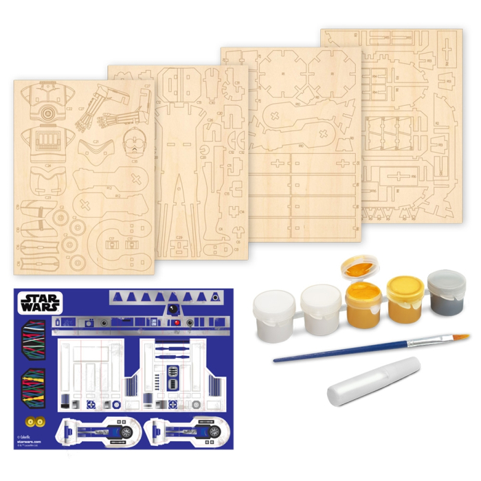 Star Wars - Macheta de asamblat, C-3PO & R2D2, 110+ piese din lemn - WOOD WORX [3]