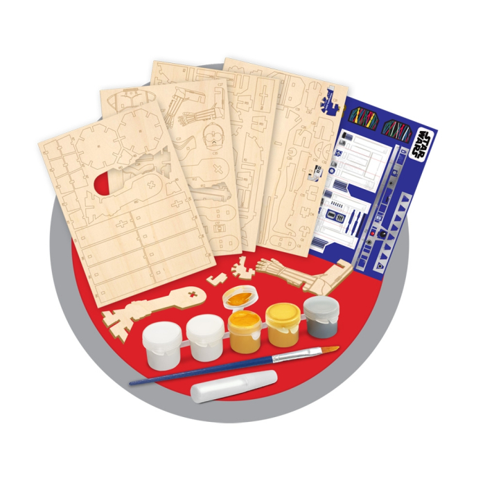 Star Wars - Macheta de asamblat, C-3PO & R2D2, 110+ piese din lemn - WOOD WORX [4]