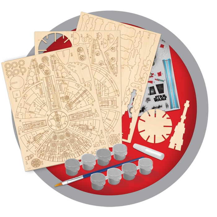Star Wars - Macheta de asamblat, Millenium Falcon, 80+ piese din lemn - WOOD WORX [5]