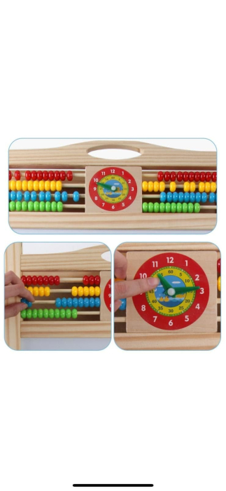 Tabla din lemn,2 fete,cu numaratoare si ceas,magnetica,accesorii,Dimensiune 75x44,5 cm,cu maner [4]