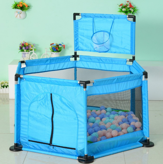 Tarc, de joaca, cu 40 bile colorate, cu cos de baschet, albastru [4]