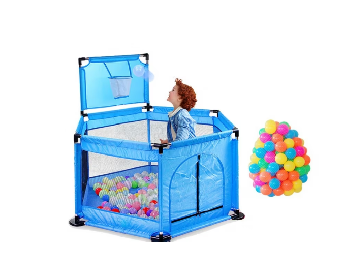 Tarc, de joaca, cu 40 bile colorate, cu cos de baschet, albastru [3]