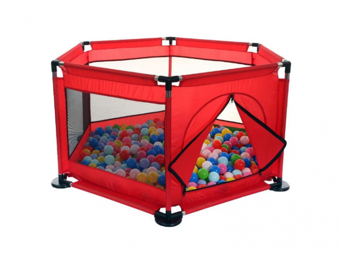 Tarc pentru Bebe, cu 30 de bile multicolore, dimensiune 128 x 113 x 65cm, rosu [2]