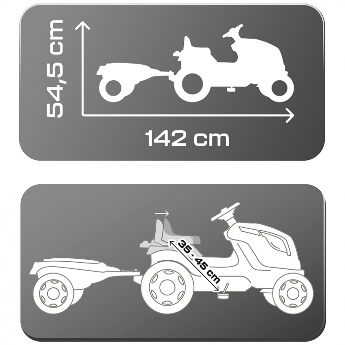 Tractor cu pedale si remorca Smoby Farmer XL, Dimensiuni produs (LxlxH): 142 x 44 x 54,5 cm [3]