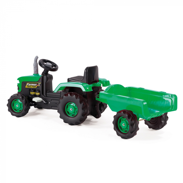 Tractor cu pedale si remorca/verde/53x143x45 - Dolu [2]