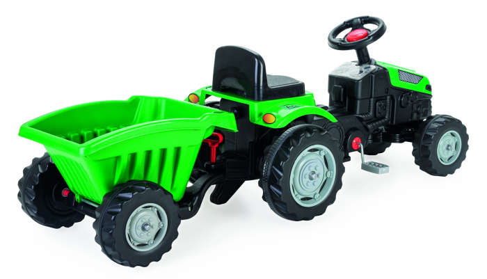 Tractor Pilsan cu Pedale si Remorca Verde, Dimensiuni produs: 51 x 143 x 51 cm [2]