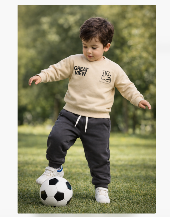 Trening baieti, 2 piese, Gri cu bej [2]