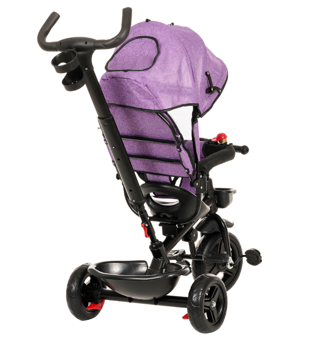 Tricicleta,3 in 1,cu scaun reversibil si pozitie de somn,cu claxon,Bubu-Still, produs in Elvetia,mov [4]