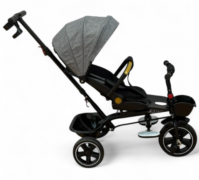 Tricicleta cu scaun reversibil, de la 6 luni la 5 ani, cu pozitie de somn, roata Eva plina, siliconata, copertina reglabila [5]