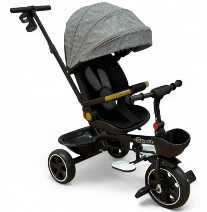 Tricicleta cu scaun reversibil, de la 6 luni la 5 ani, cu pozitie de somn, roata Eva plina, siliconata, copertina reglabila [1]