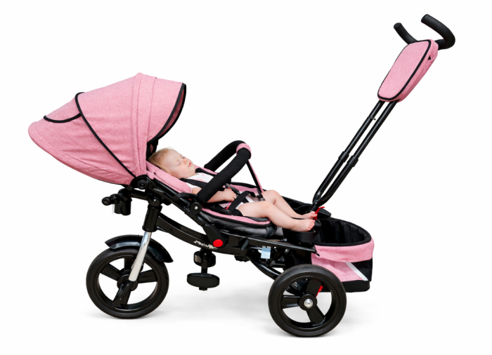 Tricicleta cu scaun reversibil Still, 6-36 luni, cu pozitie de somn, cadru aluminiu, roata plina, Corai [3]