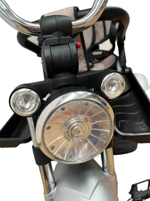 Tricicleta cu scaun reversibil Still, 6-36 luni, cu pozitie de somn, cu lumini si sunete, roata Plina, gri [8]